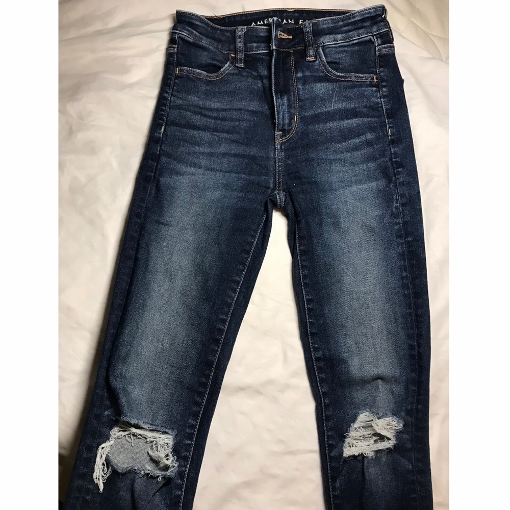 Dark Wash Ripped Knee American Eagle Jeans